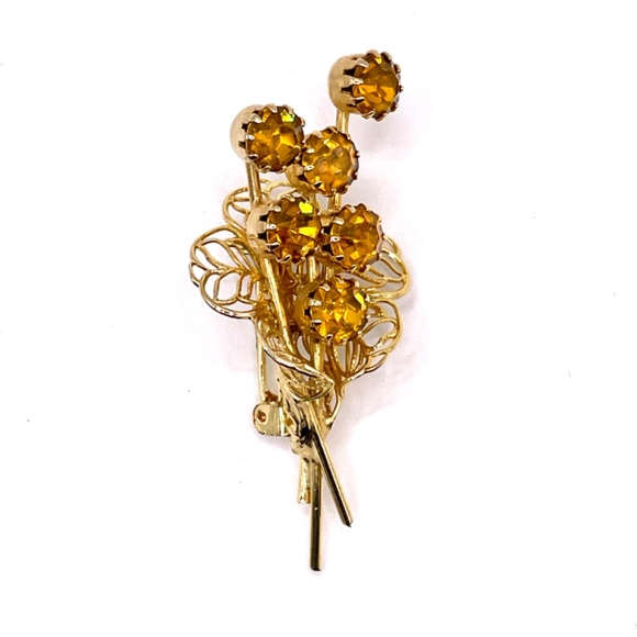 Vintage Unsigned Gold Tone Filigree Tussie Mussie Style Pin Brooch - Picture 6 of 7